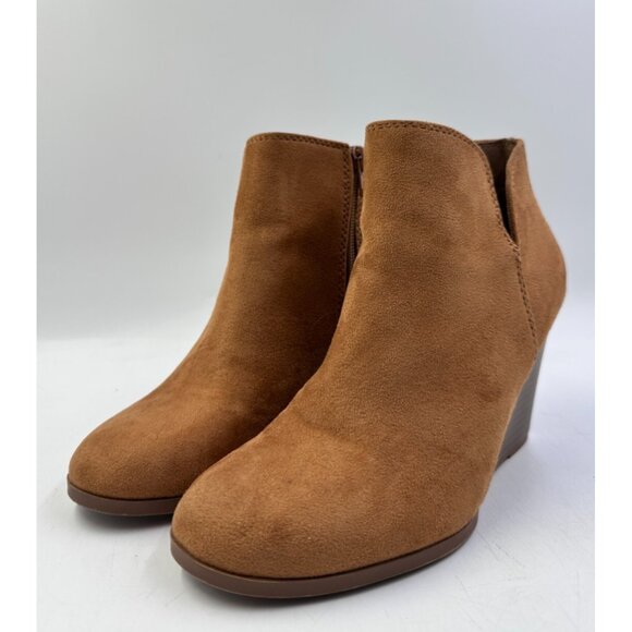 Soda Womens Ladies Brown Side Zip Casual Wedge Heel Ankle Booties Size 6.5M - Picture 1 of 7